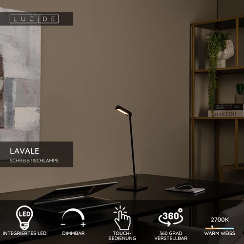 Lucide LAVALE - Schreibtischlampe - LED Dim. - 1x3W 2700K - Schwarz - USP